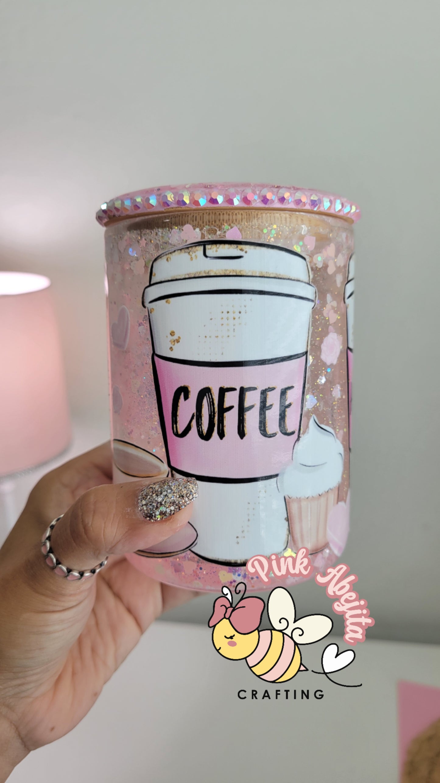 Coffee, tea and hot cocoa-  Snowglobe 15 oz Glass cup