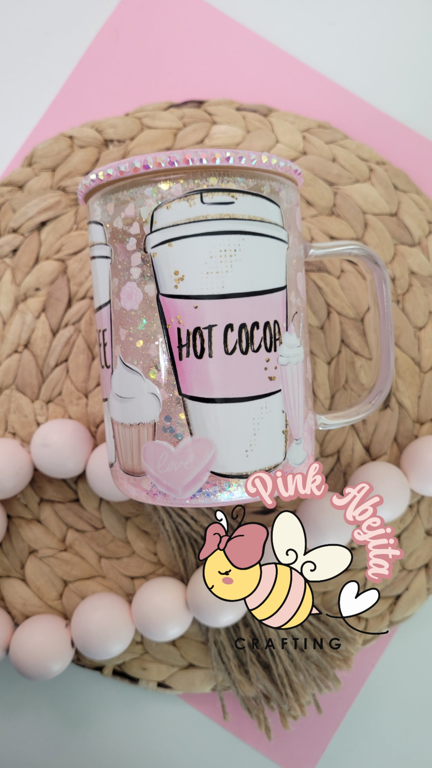 Coffee, tea and hot cocoa-  Snowglobe 15 oz Glass cup