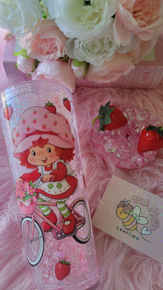 🍓🩷Strawberry shortcake 🩷🍓 - 24 oz Snowglobe Acrylic cup